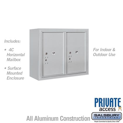 Surface Mounted 4C Horizontal Mailbox Unit (Includes 3706D-2P Parcel Locker, 3806D Enclosure and Master Commercial Locks) - 6 Door High Unit (24 1/2 Inches) - Double Column - Stand-Alone Parcel Locker - 2 PL6's