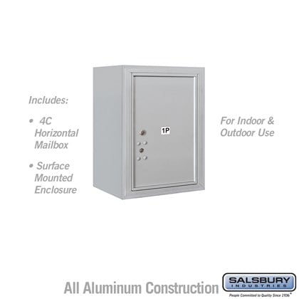 Surface Mounted 4C Horizontal Mailbox Unit (Includes 3706S-1P Parcel Locker, 3806S Enclosure) - 6 Door High Unit (24 1/2 Inches) - Single Column - Stand-Alone Parcel Locker