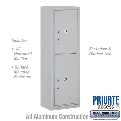Surface Mounted 4C Horizontal Mailbox Unit (Includes 3711S-2P Parcel Locker, 3811S Enclosure and Master Commercial Locks) - 11 Door High Unit (42 Inches) - Single Column - Stand-Alone Parcel Locker - 1 PL5 and 1 PL6