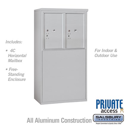 Free-Standing 4C Horizontal Mailbox Unit (Includes 3706D-2P Parcel Locker and 3906D Enclosure) - 6 Door High Unit (52 7/8 Inches) - Double Column - Stand-Alone Parcel Locker - 2 PL6's - Private Access