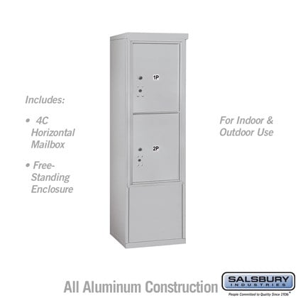 Free-Standing 4C Horizontal Mailbox Unit (Includes 3710S-2P Mailbox and 3910S Enclosure) - 10 Door High Unit (52 7/8 Inches) - Single Column - Stand-Alone Parcel Locker - 2 PL5's- Front Loading - USPS Access