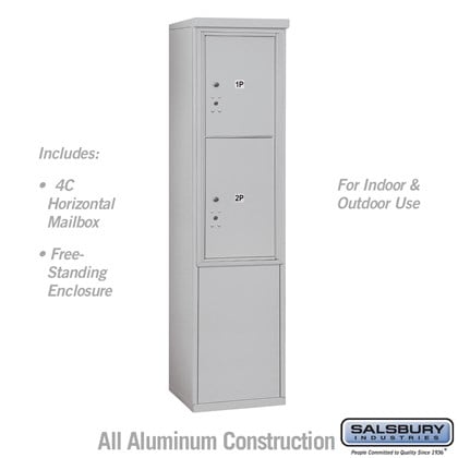 Free-Standing 4C Horizontal Mailbox Unit (Includes 3711S-2P Parcel Locker and 3911S Enclosure) - 11 Door High Unit (69 3/8 Inches) - Single Column - Stand-Alone Parcel Locker - 1 PL5 and 1 PL6