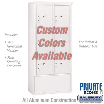 Free-Standing 4C Horizontal Mailbox Unit (Includes 3716D-6PCFP Parcel Locker, 3916D-CST Enclosure and Master Commercial Locks) - Maximum Height Unit (72 1/8 Inches) - Double Column - Stand-Alone Parcel Locker - 2 PL4.5's, 2 PL5's and 2 PL6's -  Custom Col