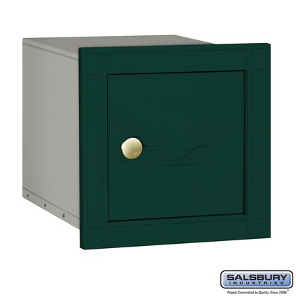 Cast Aluminum Column Mailbox - Non-Locking - Eagle Door - Green