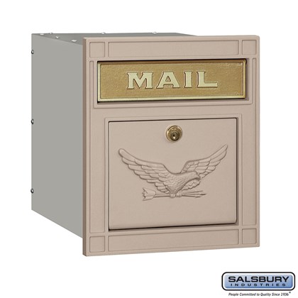 Cast Aluminum Column Mailbox - Locking - Eagle Door - Beige