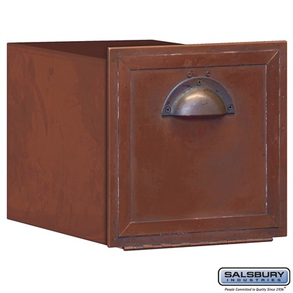 Antique Brass Column Mailbox - Recessed Mounted