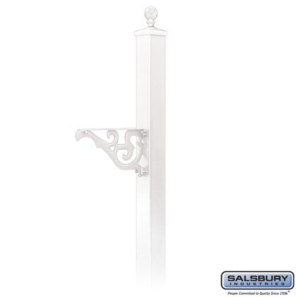 Decorative Mailbox Post - Victorian - In-Ground Mounted - White
