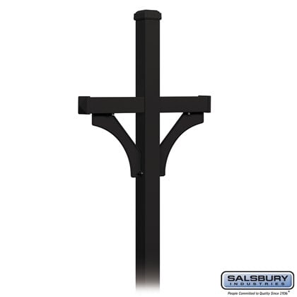 Deluxe Mailbox Post - 2 Sided for (2) Mailboxes - In-Ground Mounted - Black