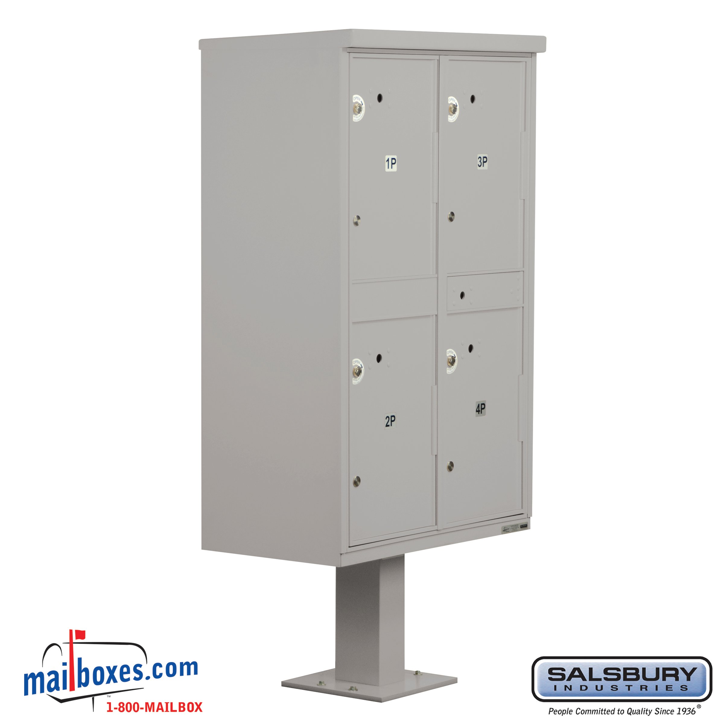 Outdoor Parcel Locker (Includes Pedestal)  4 Compartments  Gray