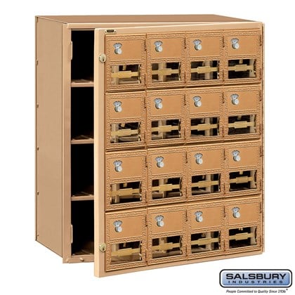 Salsbury Brass Mailbox - 16 Doors with Combination Locks - Front Loading