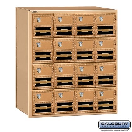 Salsbury Brass Mailbox - 16 Doors with Combination Locks - Rear Loading