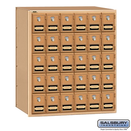 Salsbury Brass Mailbox - 30 Doors with Combination Locks - Rear Loading