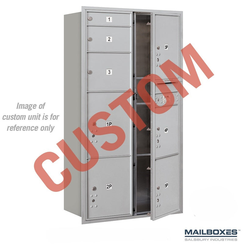 Custom Maximum Height Recessed Mounted 4C Horizontal Mailbox in Aluminum with USPS Access - Front Loading