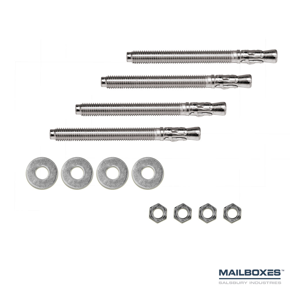 Expansion Wedge Anchor Pedestal Mounting Kit - to Install Post to Existing Concrete - for Bolt Mounted Mail House Post