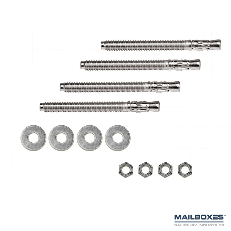 Expansion Wedge Anchor Pedestal Mounting Kit - to Install Post to Existing Concrete - for Bolt Mounted Mail House Post