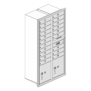 Recessed Mounted 4C Horizontal Mailboxes - Rear Loading